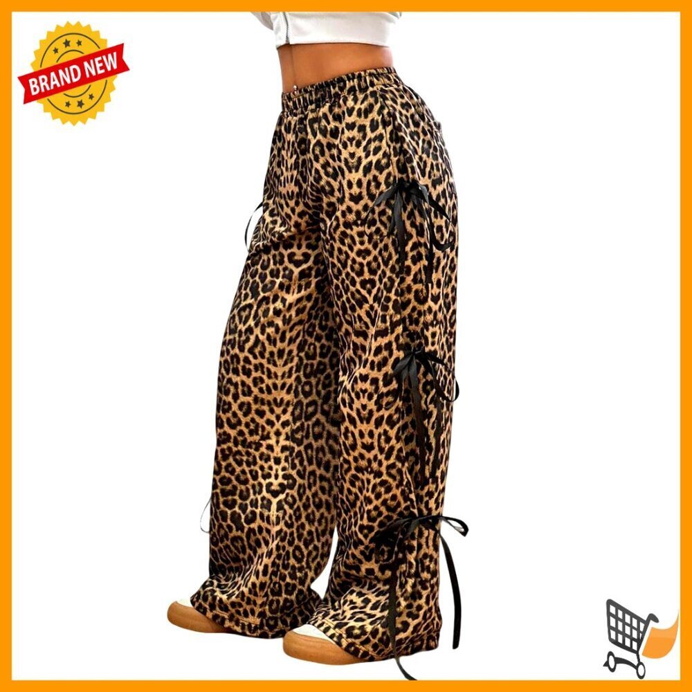 Baggy Sweatpants Elastic Waist Casual Bow Wide Leg Pants Y2K Travel